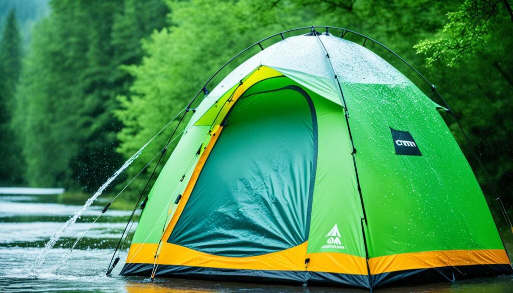 Resistência à água em barraca de camping