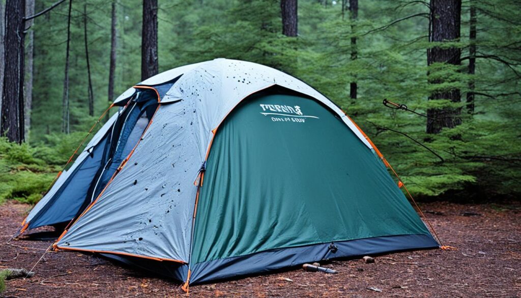 sinais de desgaste na barraca