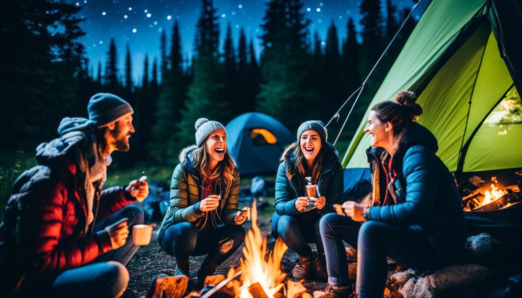 convivência em grupo em um acampamento