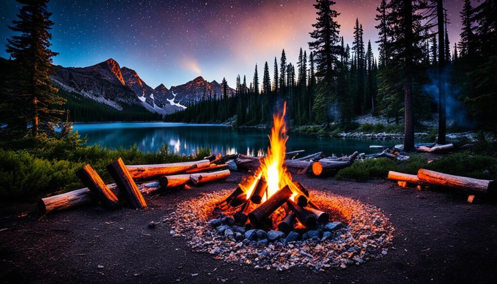 fogueira em acampamento