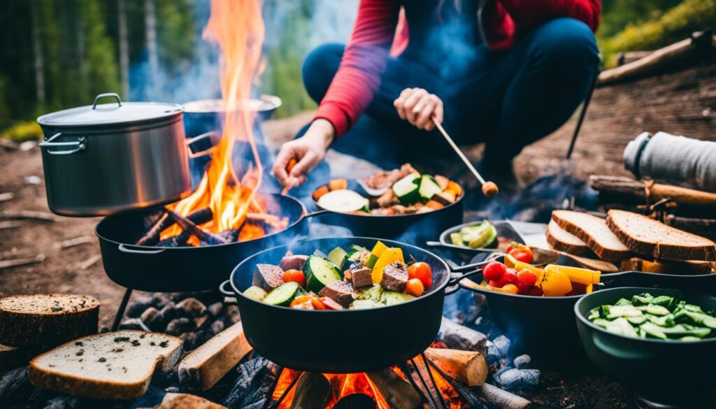 Esquentar comida no acampamento