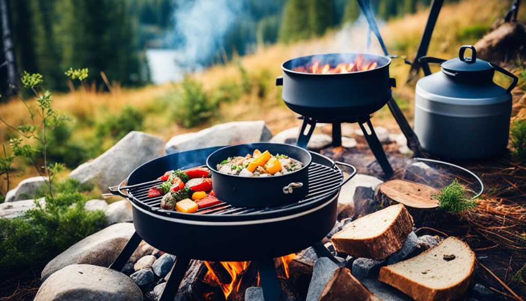 Esquentar comida no acampamento