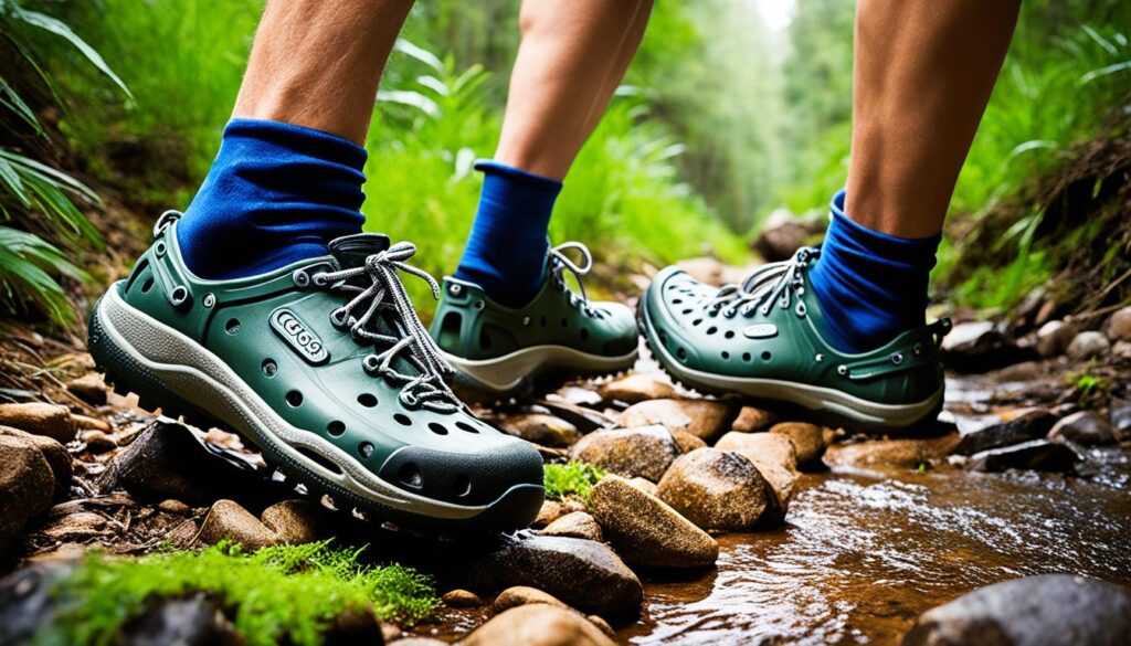 Crocs resistentes para caminhadas