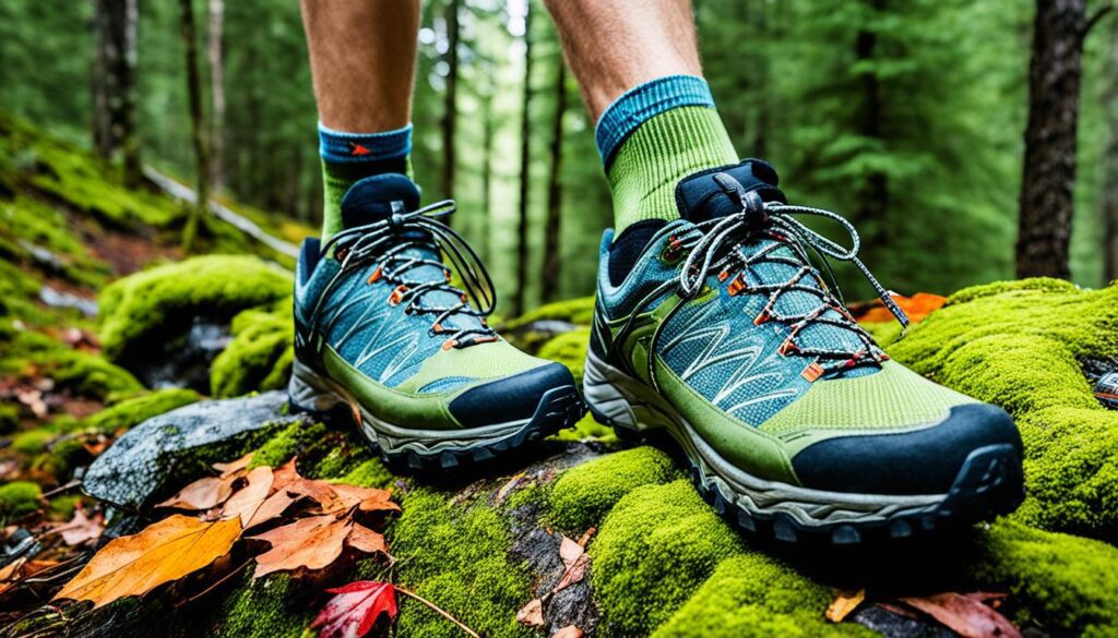 Meias técnicas e calçados de trekking