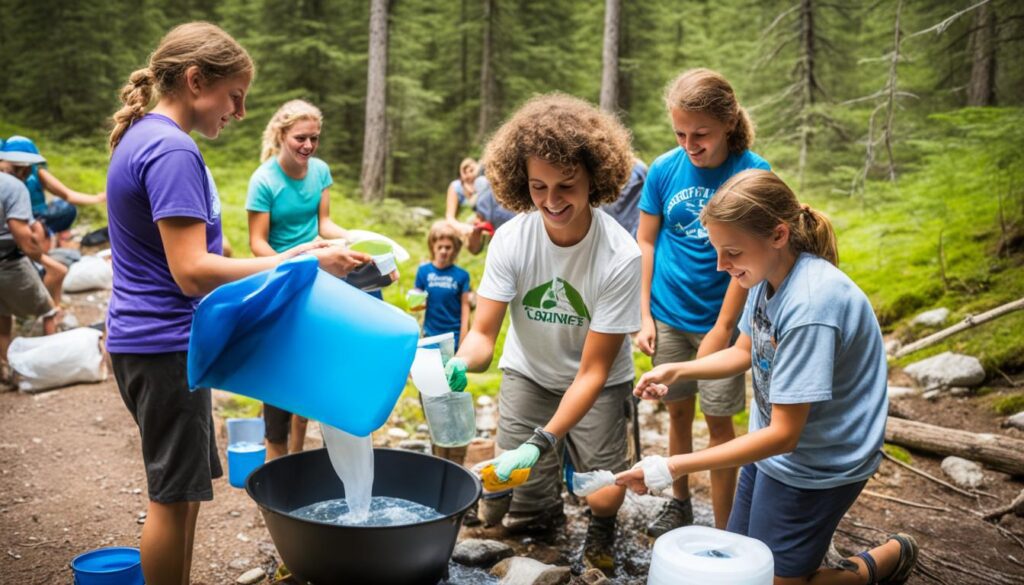 Métodos alternativos de purificação de água em acampamento