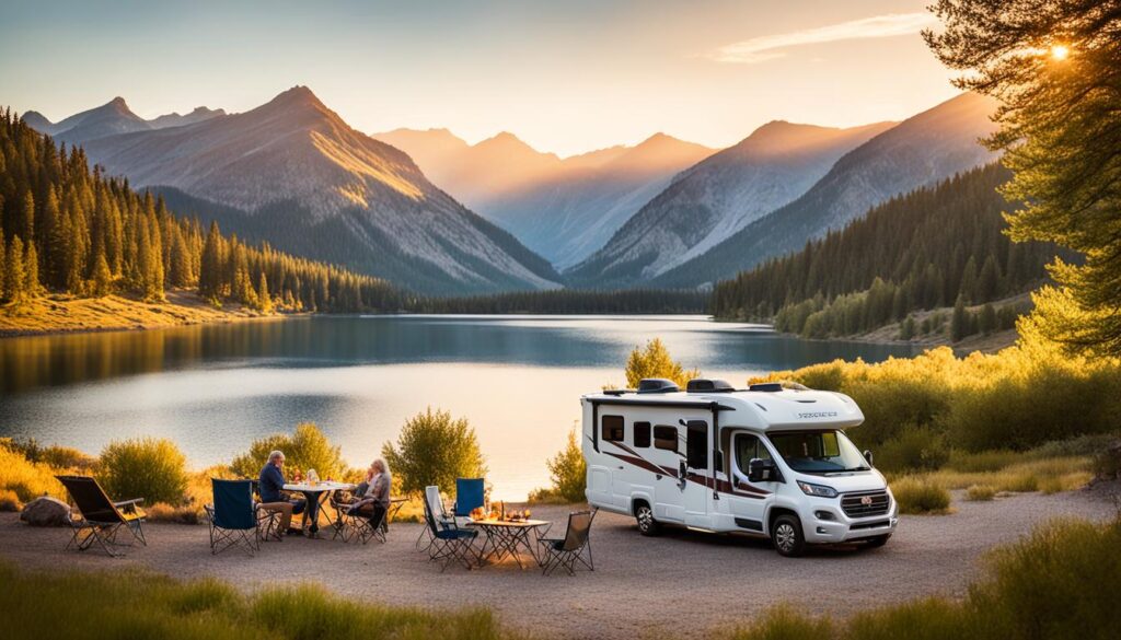Motorhome em área de acampamento