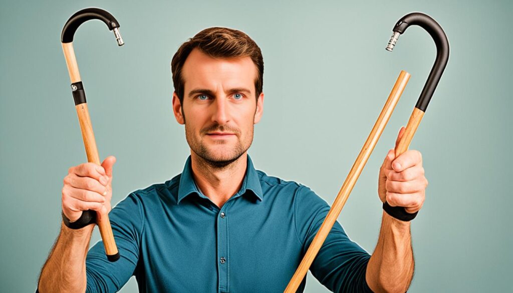 Técnica correta para segurar o bastão de caminhada