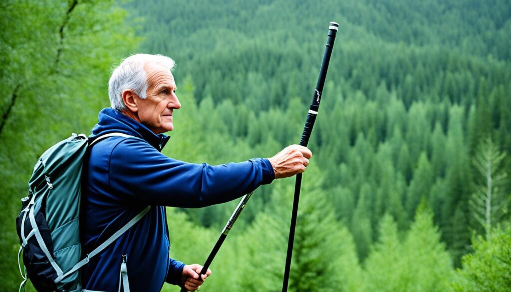 Técnica para ajustar bastão de caminhada