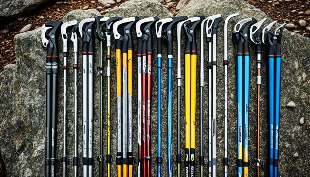 materiais de bastões de caminhada