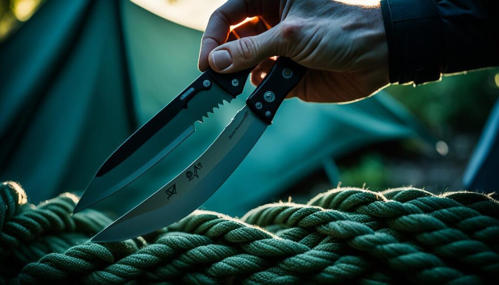 Canivete multifunções em uso Canivete multifunções em uso