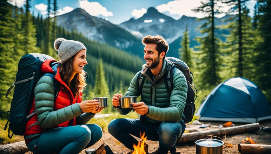Comida liofilizada em acampamento Comida liofilizada em acampamento
