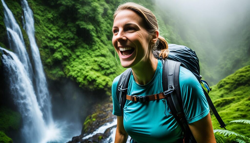apreciação da natureza em ambiente úmido