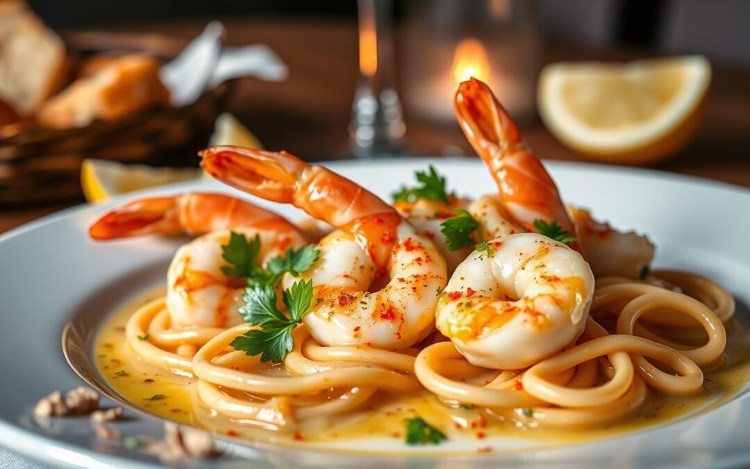 Camarão Scampi com alho