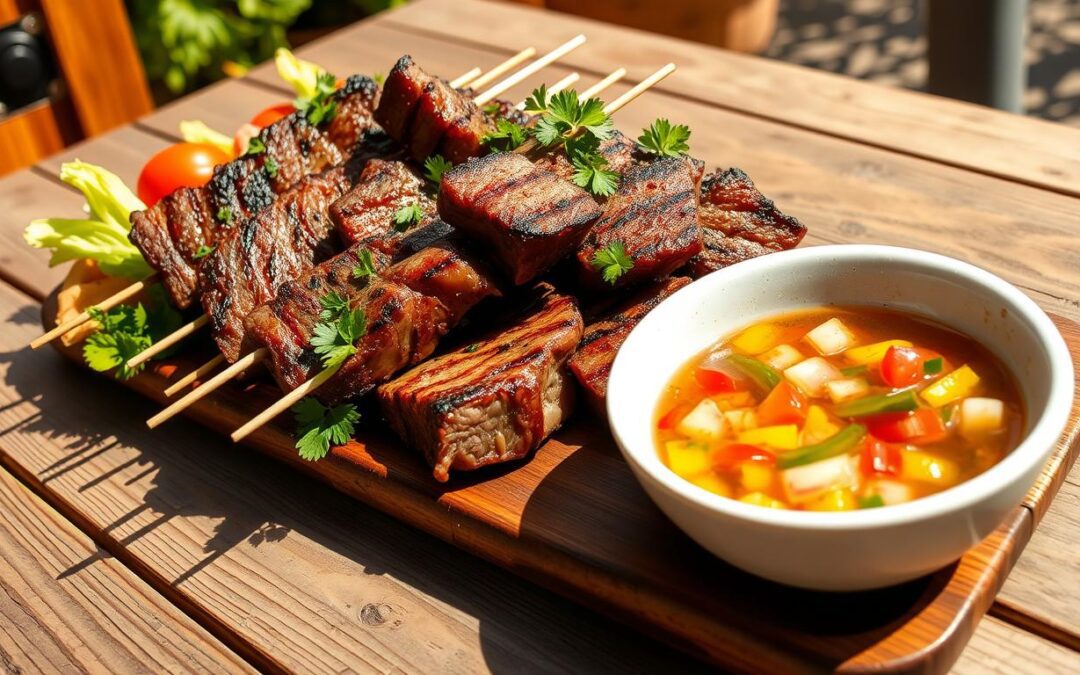 Picanha no espeto com vinagrete de molho