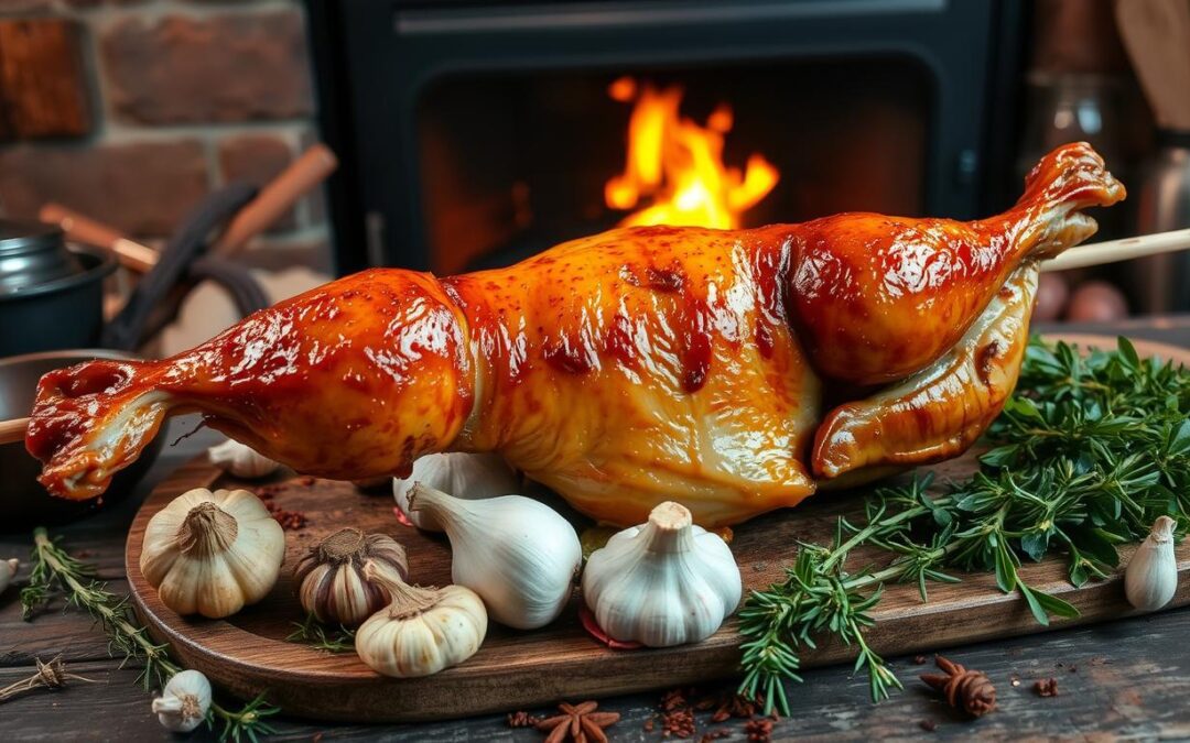 Receita de ganso assado no espeto