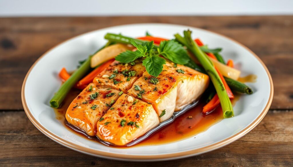 servindo salmão servindo salmão