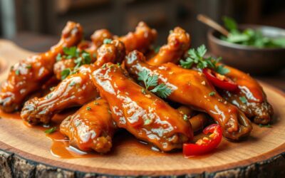 Asinhas de frango com alho e mel e chipotle