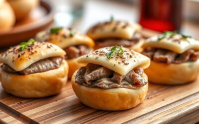 Mini-sanduíches de filé com queijo defumado da Filadélfia