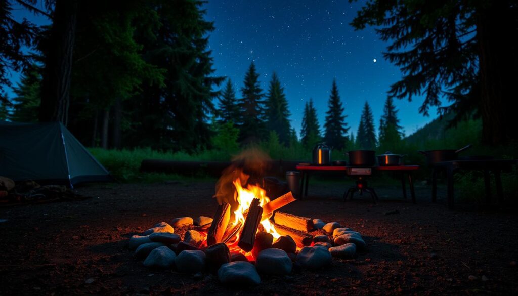 Segurança com fogueiras no camping