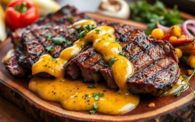 Tri-Tip grelhado com molho de milho carbonizado