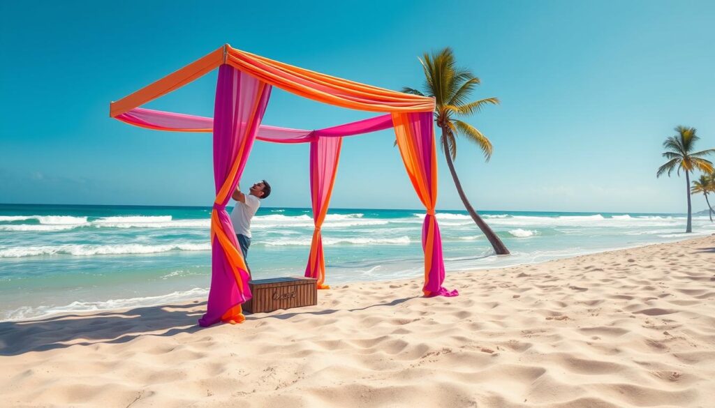 como montar gazebo na areia